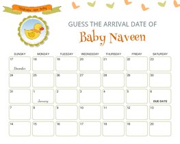 Little Duck Baby Due Date Calendar