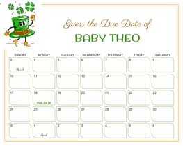 St. Patricks Day Baby Due Date Calendar