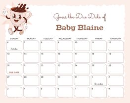 Coffee Cup Baby Due Date Calendar