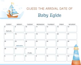 Sailing Boat Baby Due Date Calendar