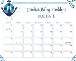 Nautical Baby Due Date Calendar