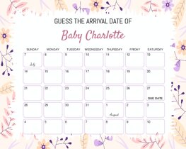 Floral Frame Baby Due Date Calendar