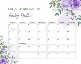 Purple Rose Baby Due Date Calendar