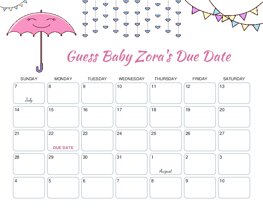 Anime Umbrella Baby Due Date Calendar