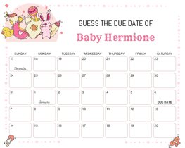 Cute Anime Elements Baby Due Date Calendar