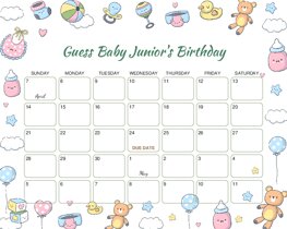 Anime Photocall Baby Due Date Calendar