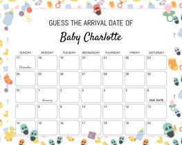 Baby Shower Elements Baby Due Date Calendar