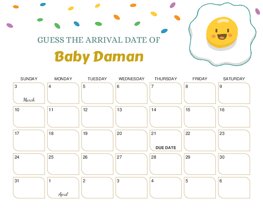 Smiley Egg Face Baby Due Date Calendar
