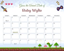 Flat Game Design Baby Due Date Calendar