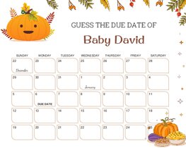 Autumn Pumpkins Baby Due Date Calendar