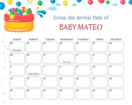 Jelly Beans Candy Baby Due Date Calendar