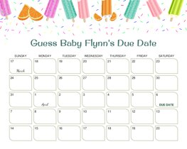 Popsicle Ice Cream Baby Due Date Calendar