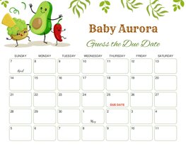 Avocado Mexican Food Baby Due Date Calendar