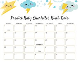 Lightning Bolt Clouds Baby Due Date Calendar