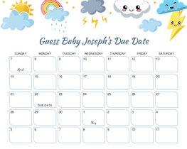 Weather Clouds Baby Due Date Calendar