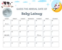 Cow and Moon Baby Due Date Calendar