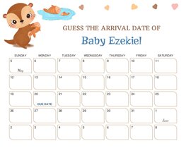 Little Otter and Fish Baby Due Date Calendar