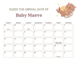 Sleeping Bear Baby Due Date Calendar
