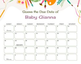 Art and Craft Baby Due Date Calendar