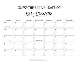 Minimalist Due Date Calendar Game Baby Due Date Calendar