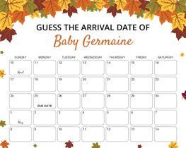 Autumn Leaves Baby Due Date Calendar