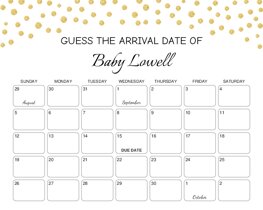 Gold Dots Baby Due Date Calendar