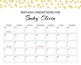Gold Polka Dots Baby Due Date Calendar