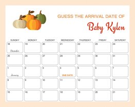 Fall Pumpkins Baby Due Date Calendar