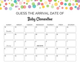Rainbow Polka Dots Baby Due Date Calendar