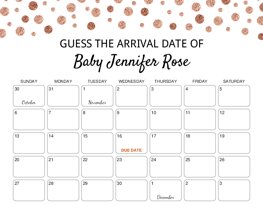 Rose Gold Baby Due Date Calendar