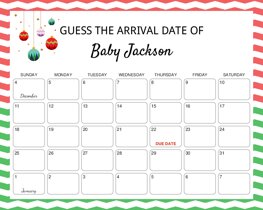 Christmas Ornaments Baby Due Date Calendar