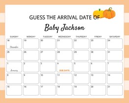 Little Pumpkin Baby Due Date Calendar