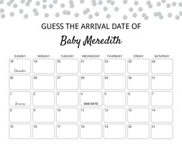 Silver Gray Polka Dots Baby Due Date Calendar