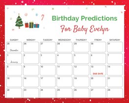 Red Christmas Baby Due Date Calendar