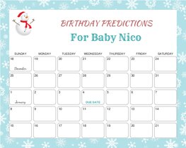 Christmas Snowman Baby Due Date Calendar