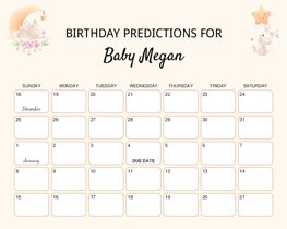 Bunny Baby Due Date Calendar