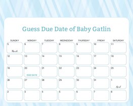 Light Blue Stripes Baby Due Date Calendar