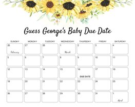 Sunflower Baby Due Date Calendar