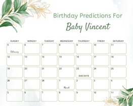 Greenery Baby Due Date Calendar