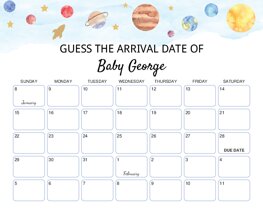 Outer Space Baby Due Date Calendar