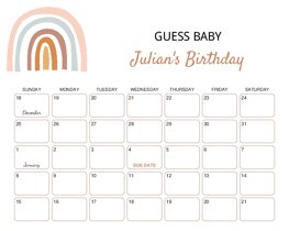 Bohemian Rainbow Baby Due Date Calendar