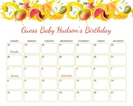 Juicy Fruits Splash Baby Due Date Calendar