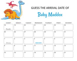 Dinosaurs Baby Due Date Calendar