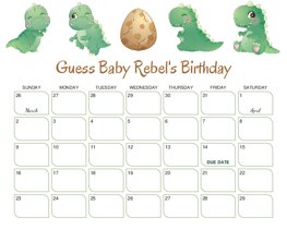 Cute Green Dinosaurs Baby Due Date Calendar