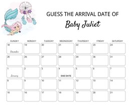 Mermaid Baby Due Date Calendar