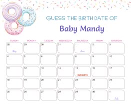 Pastel Donuts Baby Due Date Calendar