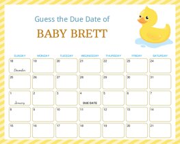 Duck in Water Baby Due Date Calendar