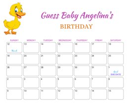 Cute Duckling Baby Due Date Calendar