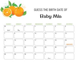 Oranges Baby Due Date Calendar