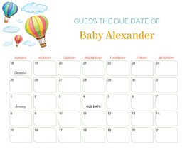 Hot Air Balloons Baby Due Date Calendar